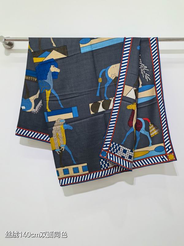 Hermes scarf 140X140cm 70%羊绒30%真丝 E53 (6)