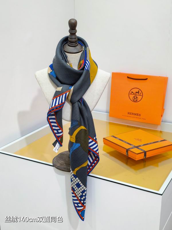 Hermes scarf 140X140cm 70%羊绒30%真丝 E53 (7)