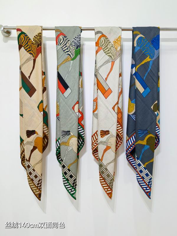 Hermes scarf 140X140cm 70%羊绒30%真丝 E53 (8)
