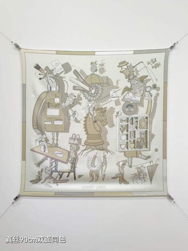 Hermes silk Scarf 90X90cm E13 (18)