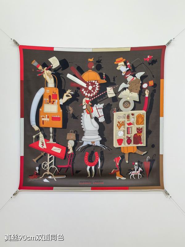 Hermes silk Scarf 90X90cm E13 (8)