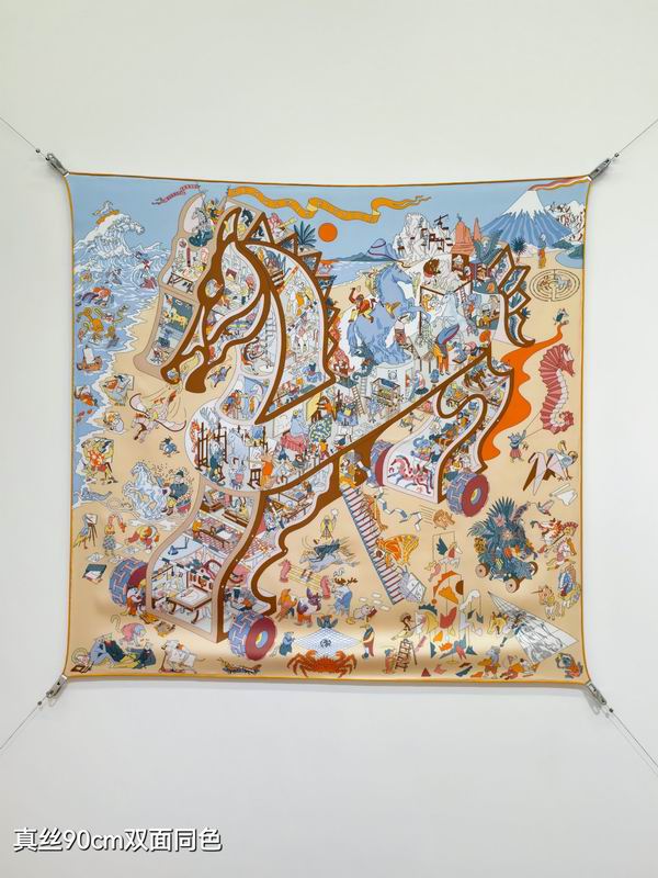 Hermes silk Scarf 90X90cm E26 (13)