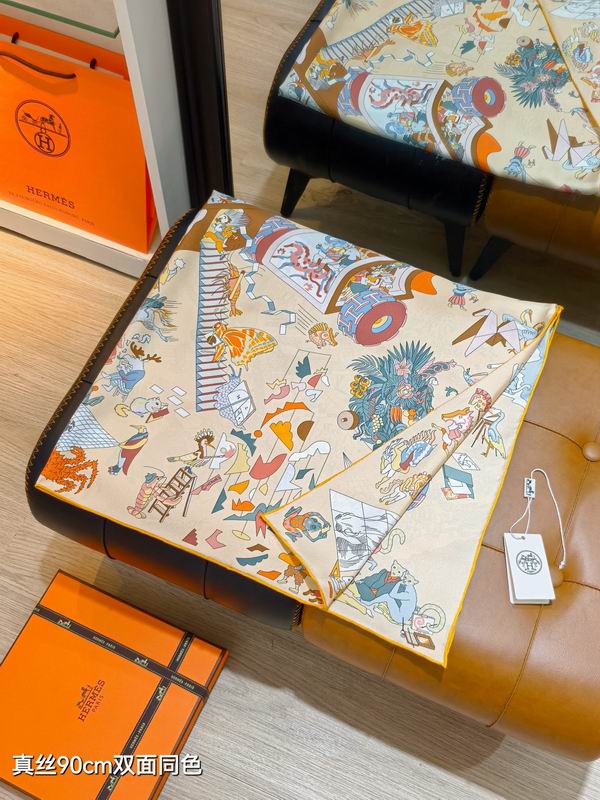 Hermes silk Scarf 90X90cm E26 (14)