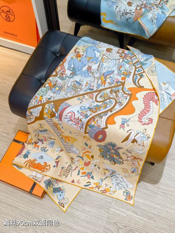 Hermes silk Scarf 90X90cm E26 (15)