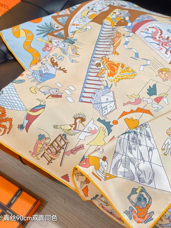 Hermes silk Scarf 90X90cm E26 (16)