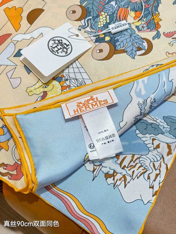 Hermes silk Scarf 90X90cm E26 (17)
