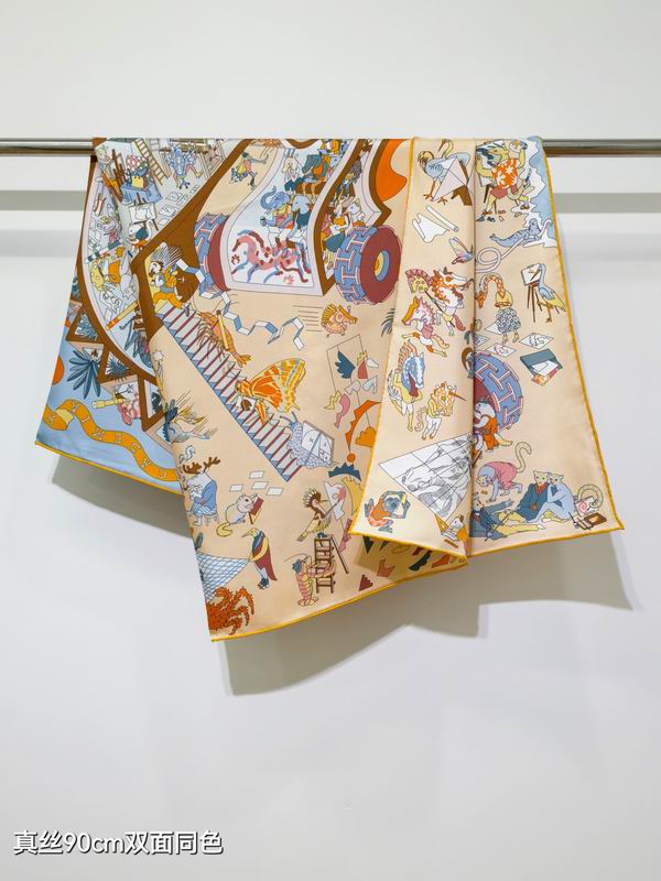 Hermes silk Scarf 90X90cm E26 (18)