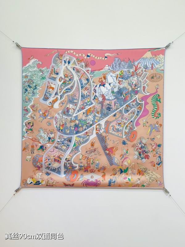 Hermes silk Scarf 90X90cm E26 (23)
