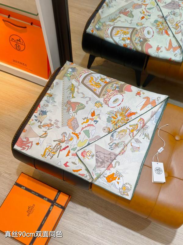 Hermes silk Scarf 90X90cm E26 (34)