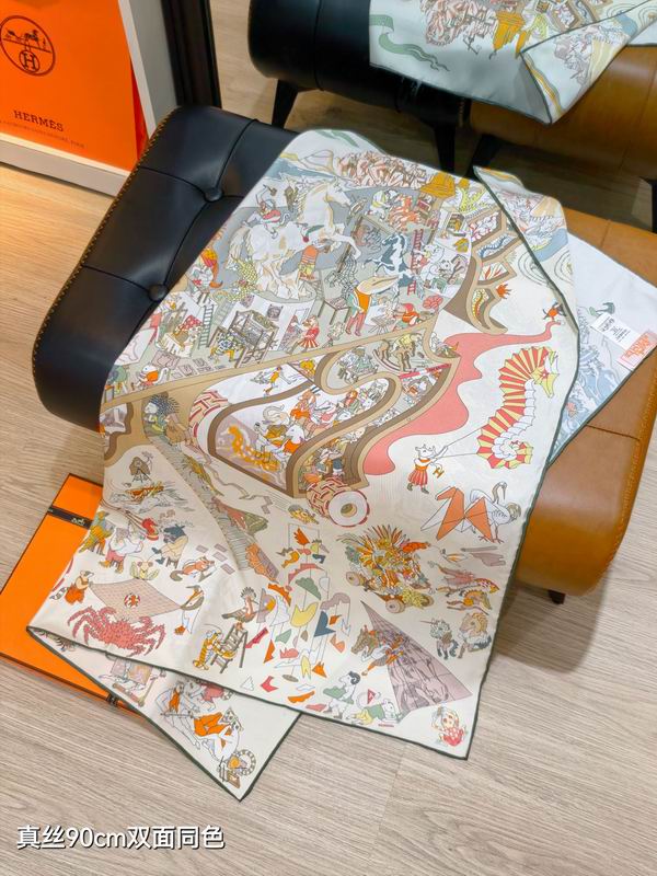 Hermes silk Scarf 90X90cm E26 (35)