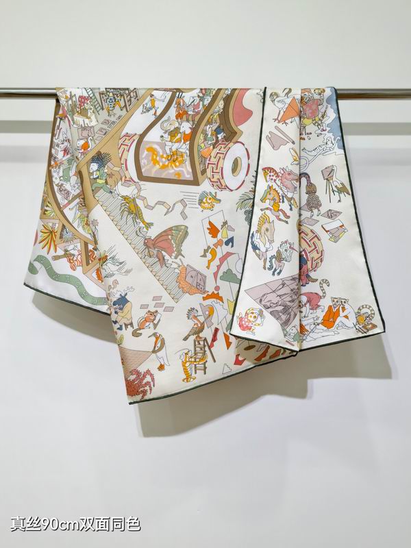 Hermes silk Scarf 90X90cm E26 (38)