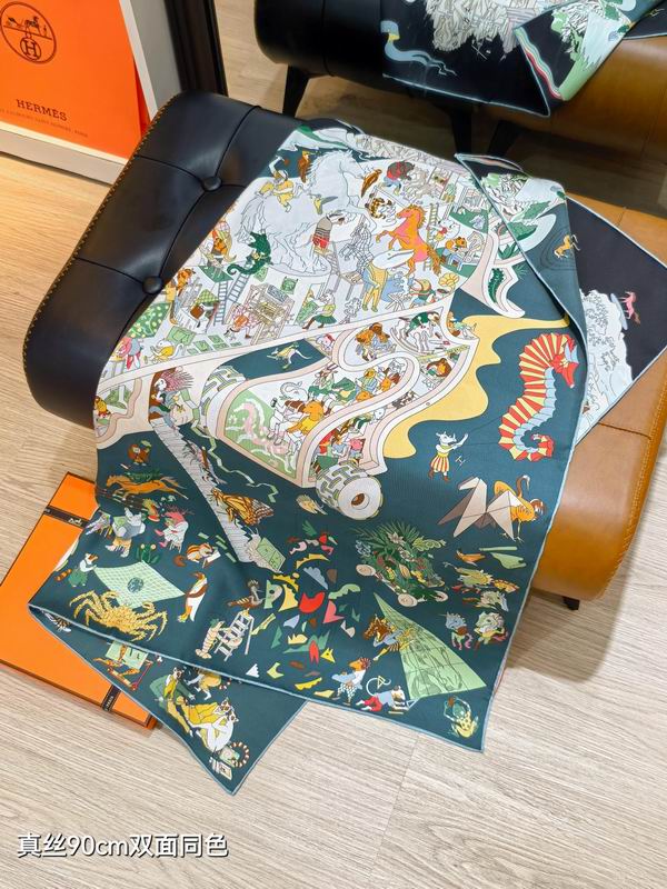 Hermes silk Scarf 90X90cm E26 (5)
