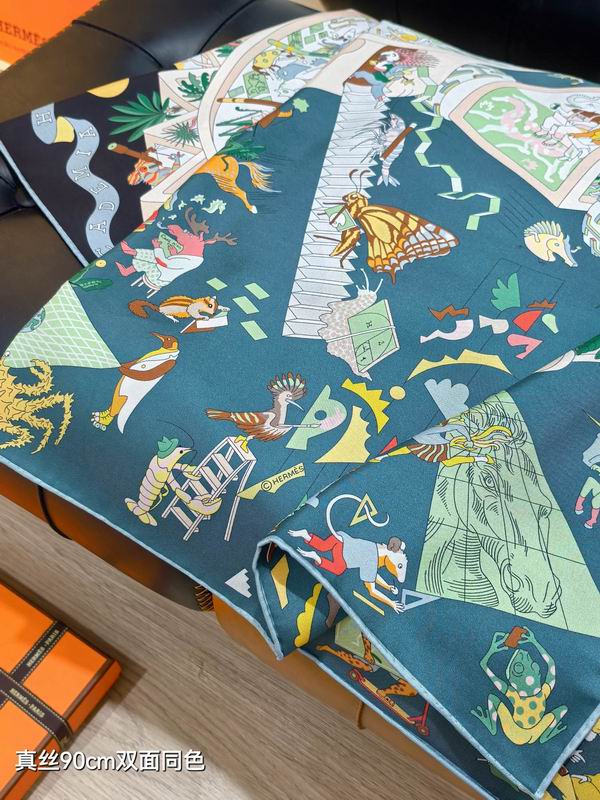 Hermes silk Scarf 90X90cm E26 (6)
