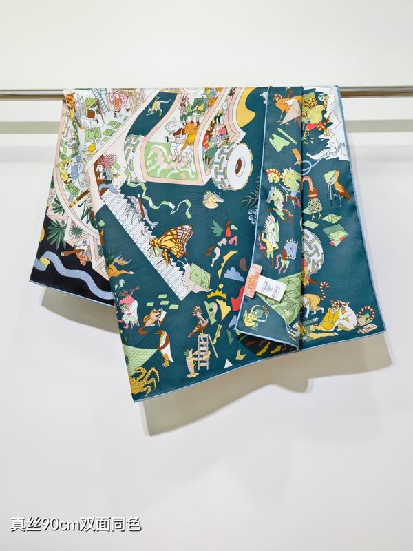 Hermes silk Scarf 90X90cm E26 (8)