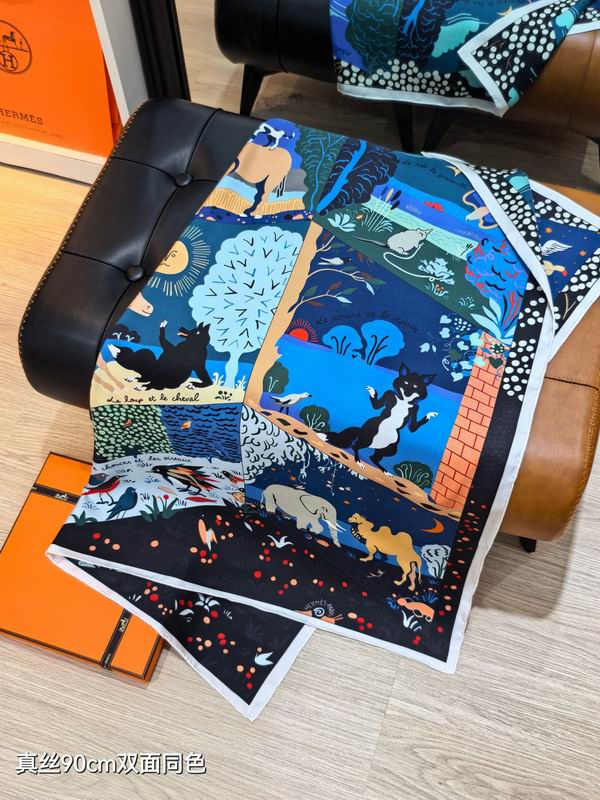 Hermes silk Scarf 90X90cm E28 (21)