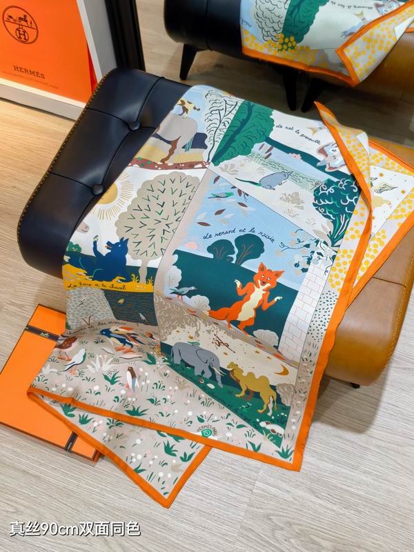 Hermes silk Scarf 90X90cm E28 (3)