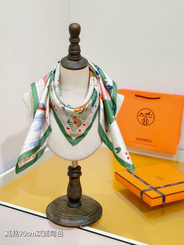 Hermes silk Scarf 90X90cm E28 (34)