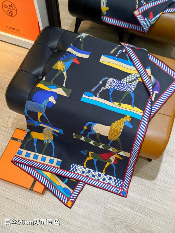 Hermes silk Scarf 90X90cm E38 (5)
