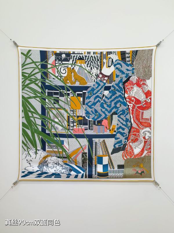 Hermes silk scarf 90X90cm E29 (10)