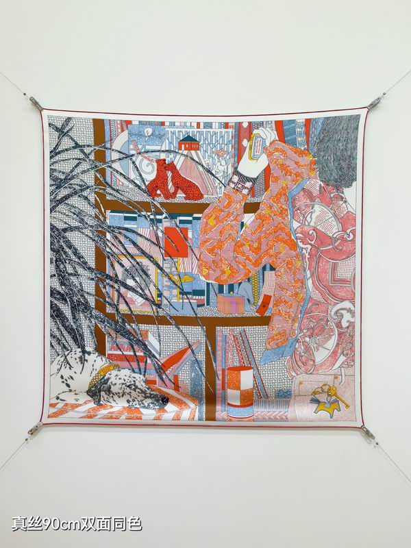 Hermes silk scarf 90X90cm E29 (19)