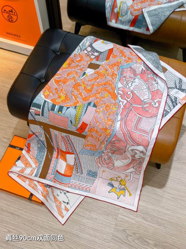 Hermes silk scarf 90X90cm E29 (21)