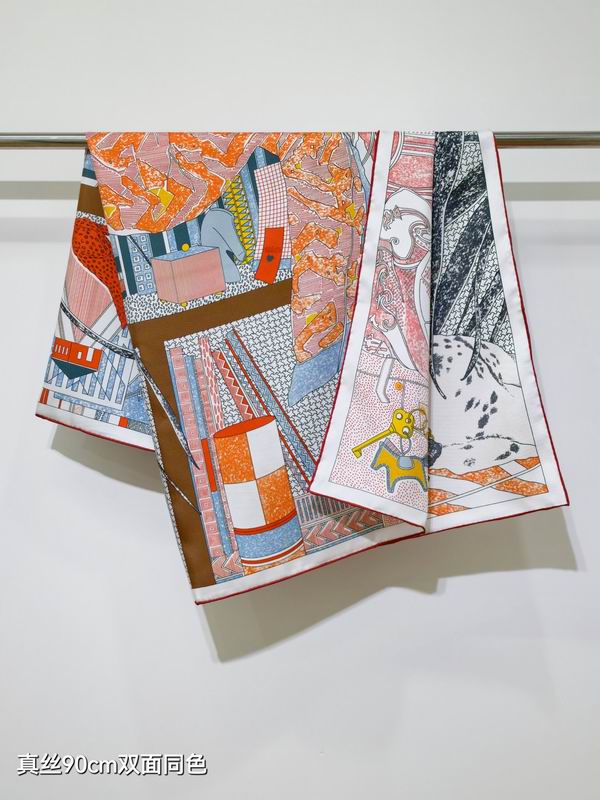 Hermes silk scarf 90X90cm E29 (24)