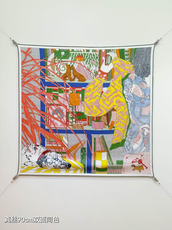 Hermes silk scarf 90X90cm E29 (28)