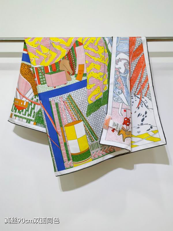 Hermes silk scarf 90X90cm E29 (33)