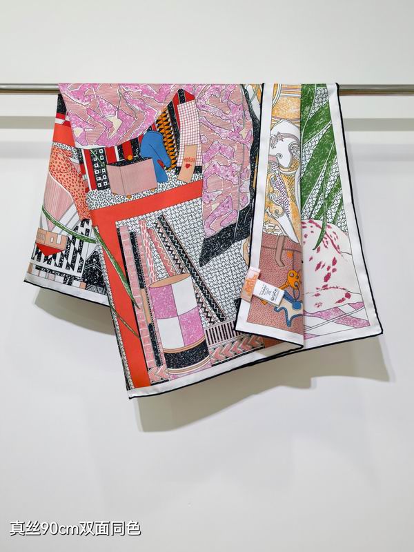 Hermes silk scarf 90X90cm E29 (6)