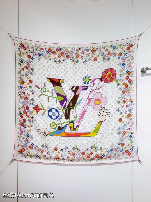 LV Scarf 140X140cm 70%羊绒30%真丝 E32 (2)
