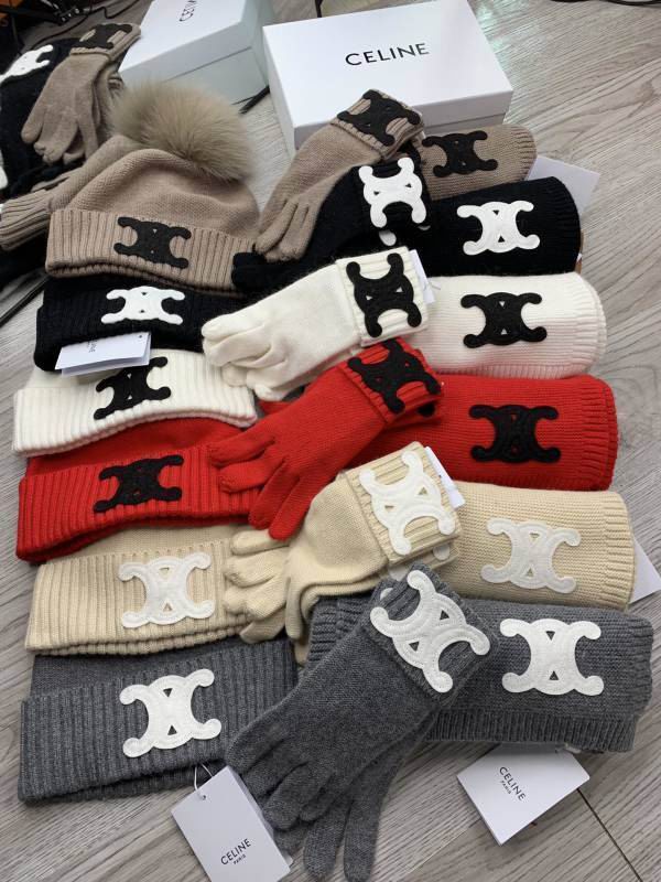 Celine Scarf Hat Gloves hm (166)