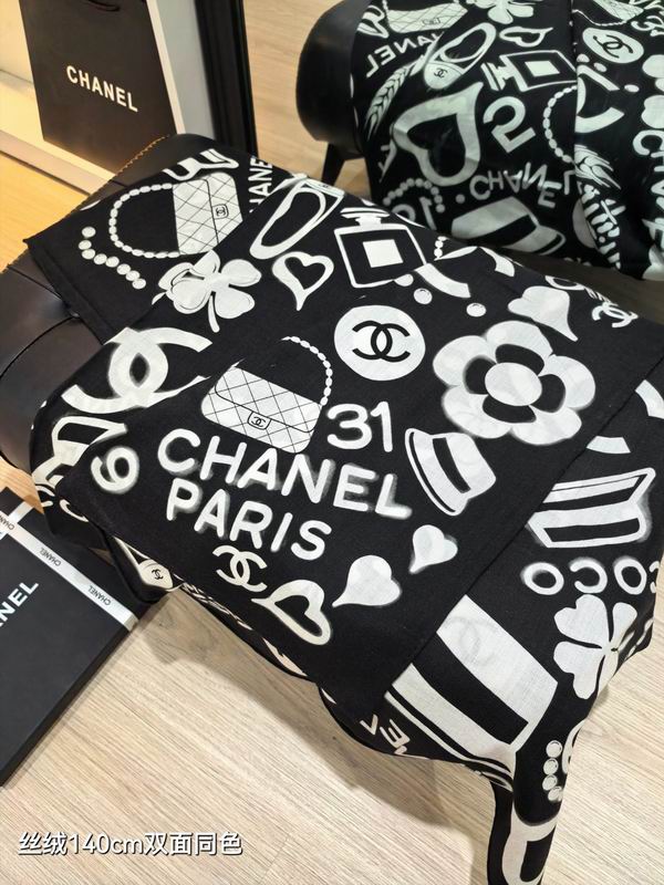 Chanel Scarf 140X140cm 70%羊绒30%真丝 E18 (15)
