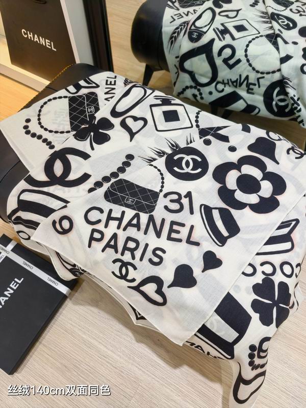 Chanel Scarf 140X140cm 70%羊绒30%真丝 E18 (6)