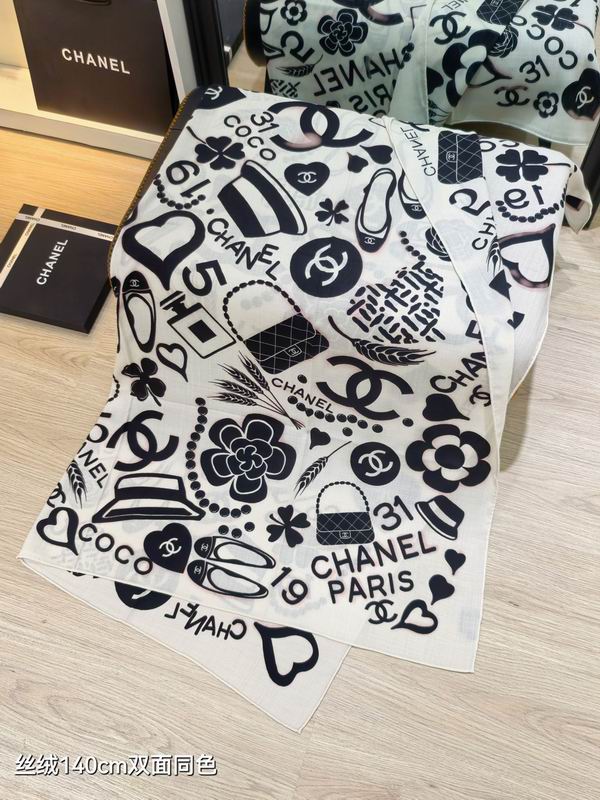 Chanel Scarf 140X140cm 70%羊绒30%真丝 E18 (7)