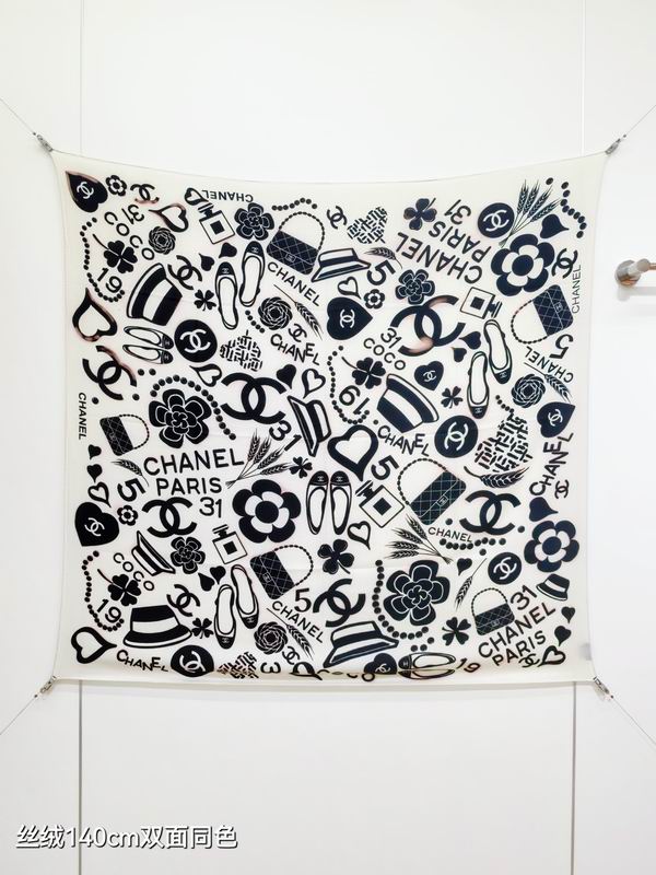 Chanel Scarf 140X140cm 70%羊绒30%真丝 E18 (9)