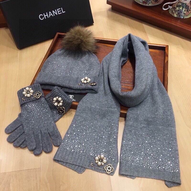 Chanel Scarf Hat Gloves hm (203)