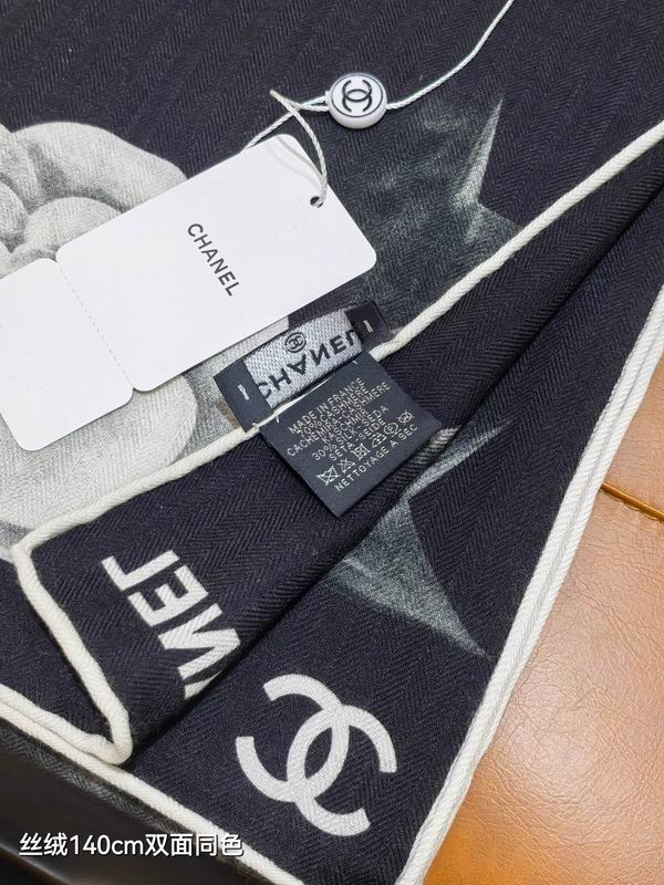 Chanel scarf 140X140cm 70%羊绒30%真丝 E25 (13)
