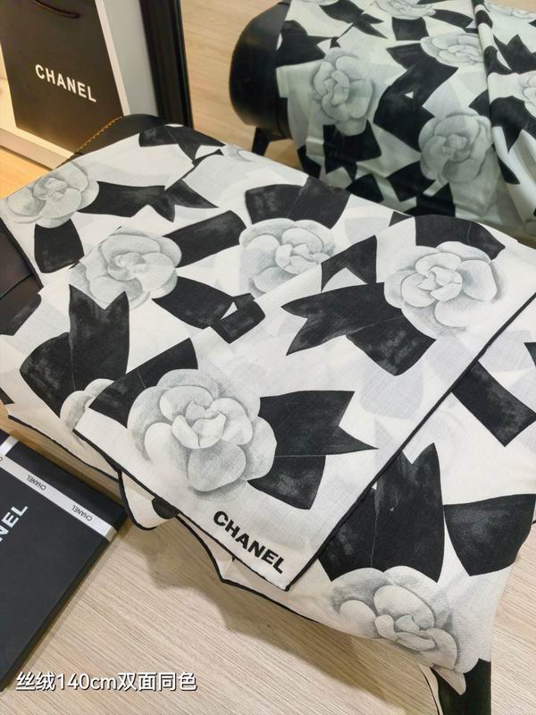 Chanel scarf 140X140cm 70%羊绒30%真丝 E25 (6)