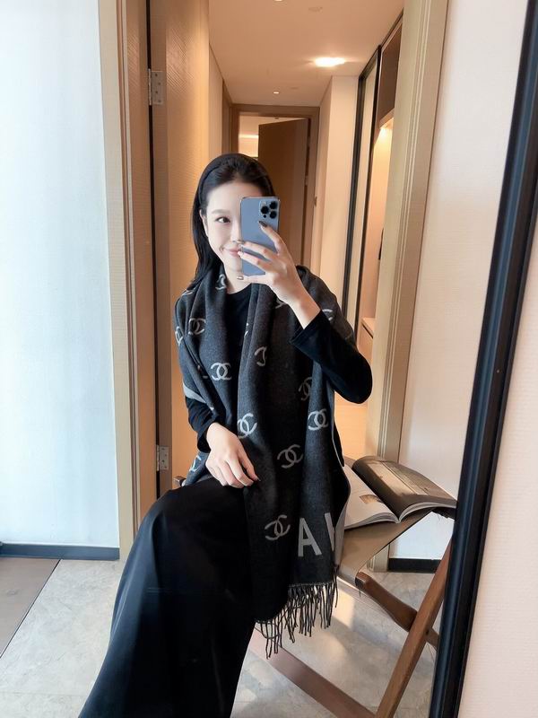 Chanel scarf 180X60cm 70%羊绒30%真丝 E22 (4)