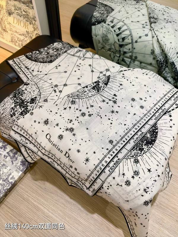 Dior Scarf 140X140cm 70%羊绒30%真丝 E12 (6)