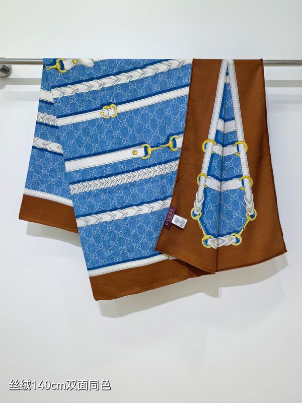 Gucci Scarf 140X140cm 70%羊绒30%真丝 E30 (11)