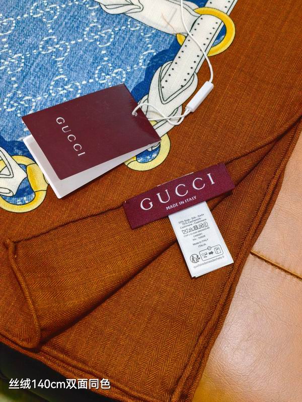 Gucci Scarf 140X140cm 70%羊绒30%真丝 E30 (15)