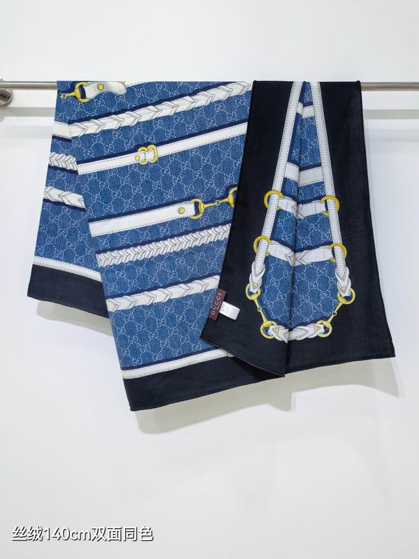 Gucci Scarf 140X140cm 70%羊绒30%真丝 E30 (3)