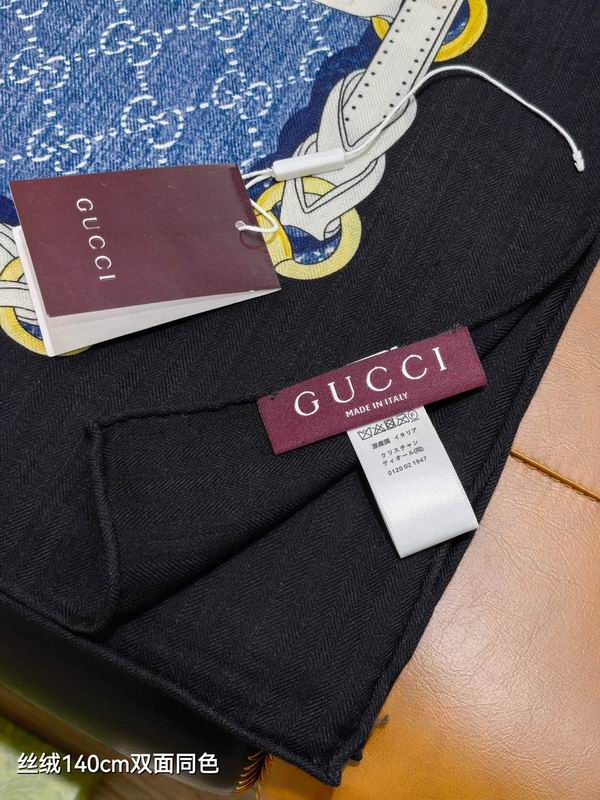 Gucci Scarf 140X140cm 70%羊绒30%真丝 E30 (4)