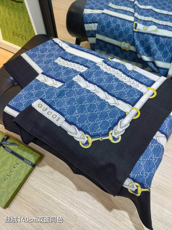 Gucci Scarf 140X140cm 70%羊绒30%真丝 E30 (5)