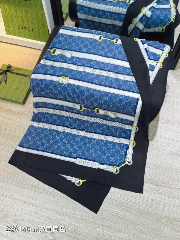 Gucci Scarf 140X140cm 70%羊绒30%真丝 E30 (6)