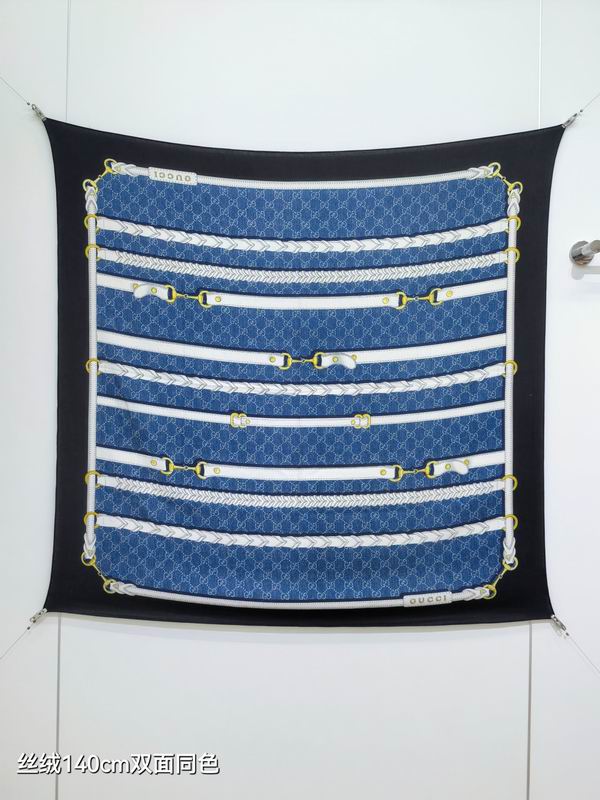 Gucci Scarf 140X140cm 70%羊绒30%真丝 E30 (8)