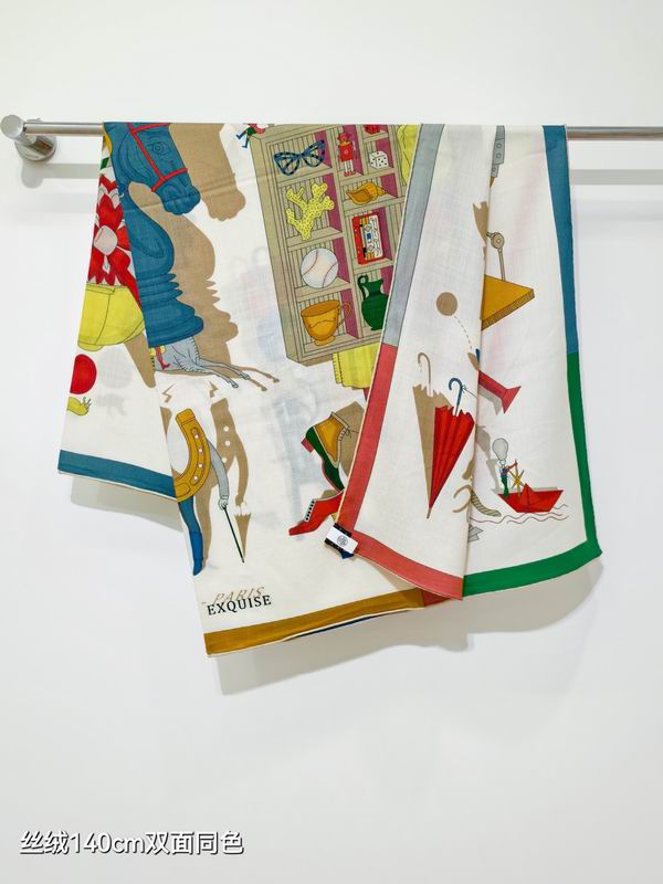 Hermes Scarf 140X140cm 70%羊绒 30%真丝 E15 (11)