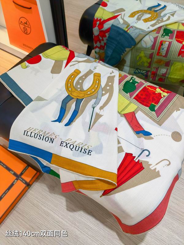 Hermes Scarf 140X140cm 70%羊绒 30%真丝 E15 (13)
