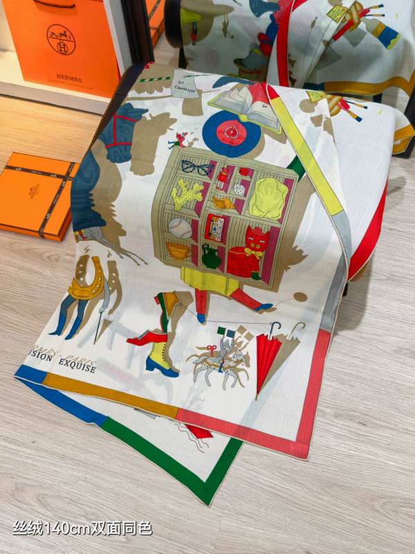 Hermes Scarf 140X140cm 70%羊绒 30%真丝 E15 (14)